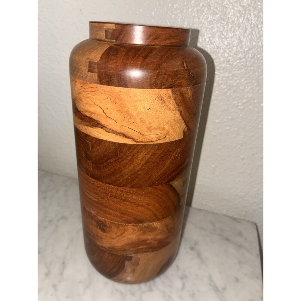 West Elm Segmented Acacia Wood Vase - Picture 4 of 9